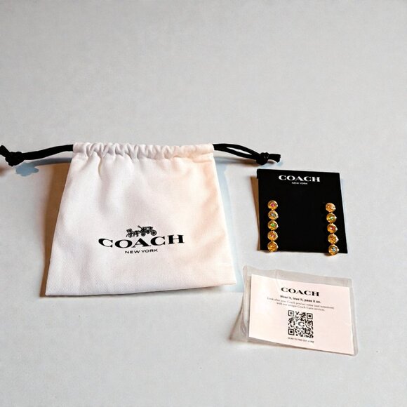 Coach Open Circle Linear Earrings in Gold/ Multi NWT - Picture 5 of 10